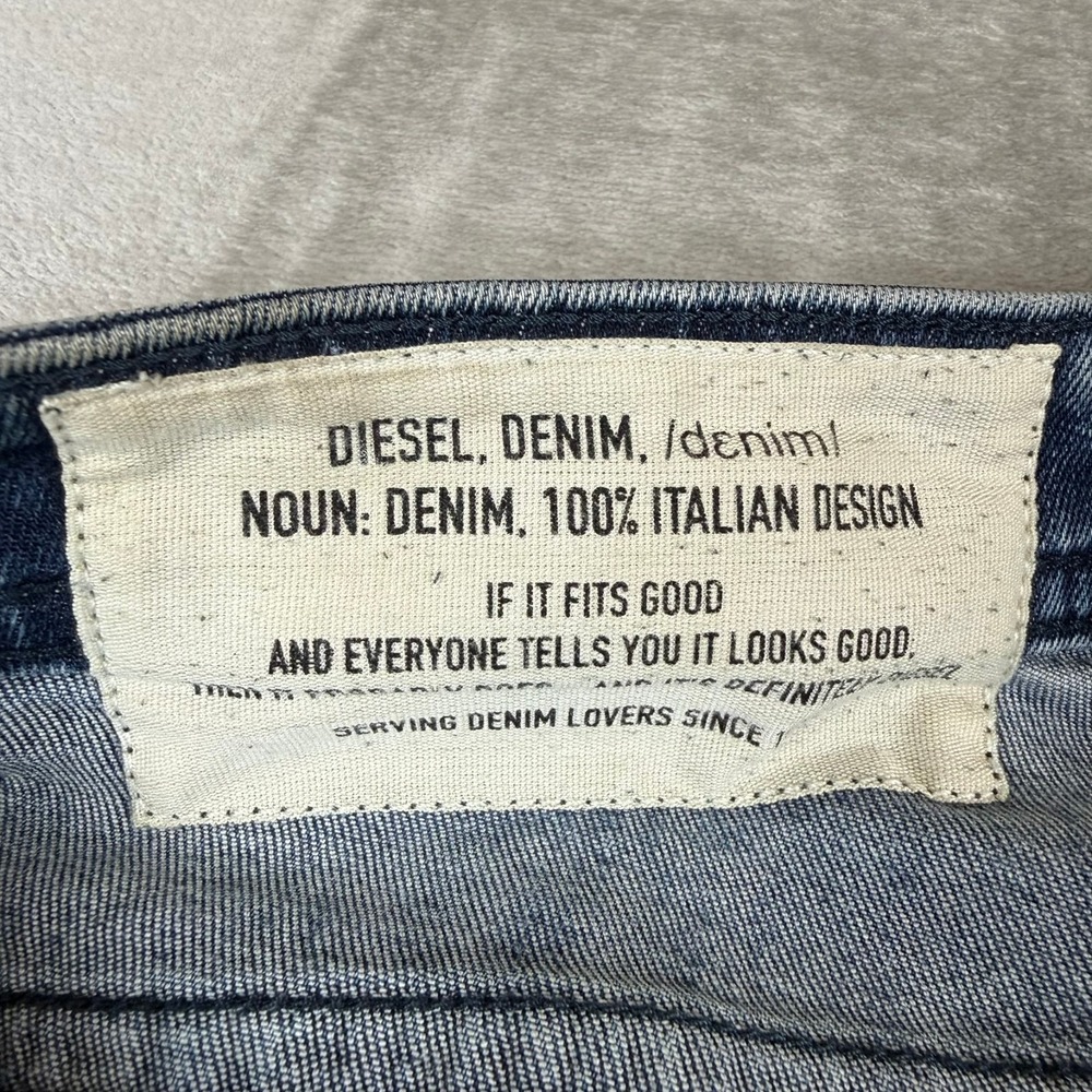 Diesel Thommer Slim Skinny Jeans Mens 36x32 Blue Denim Distressed Stretch - Picture 4 of 9